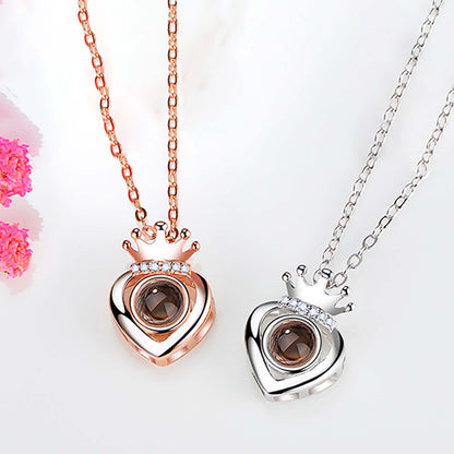 Personalized Heart Crown Projection Necklace