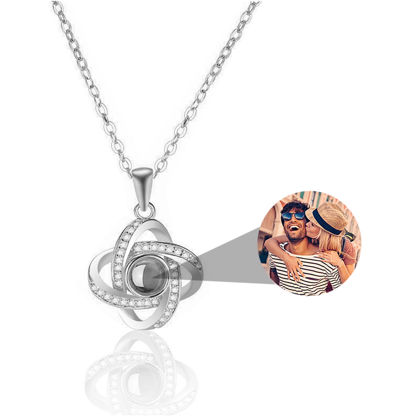 Personalized 4 Swirl Projection Necklace