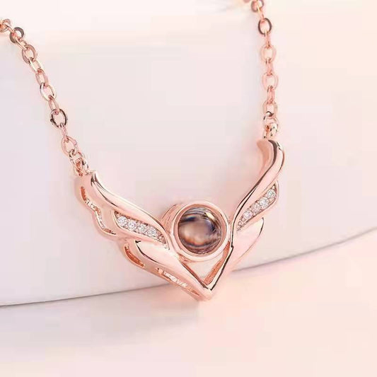 Personalized Angel Wing Projection Necklace